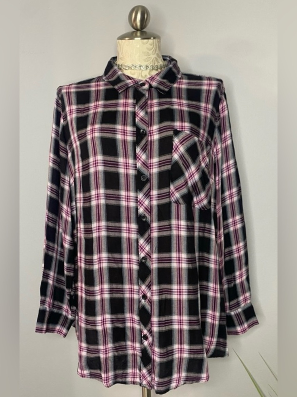 🆕 NWT-Terra & Sky Plaid Button-Down ShirtSize 1X.    #L